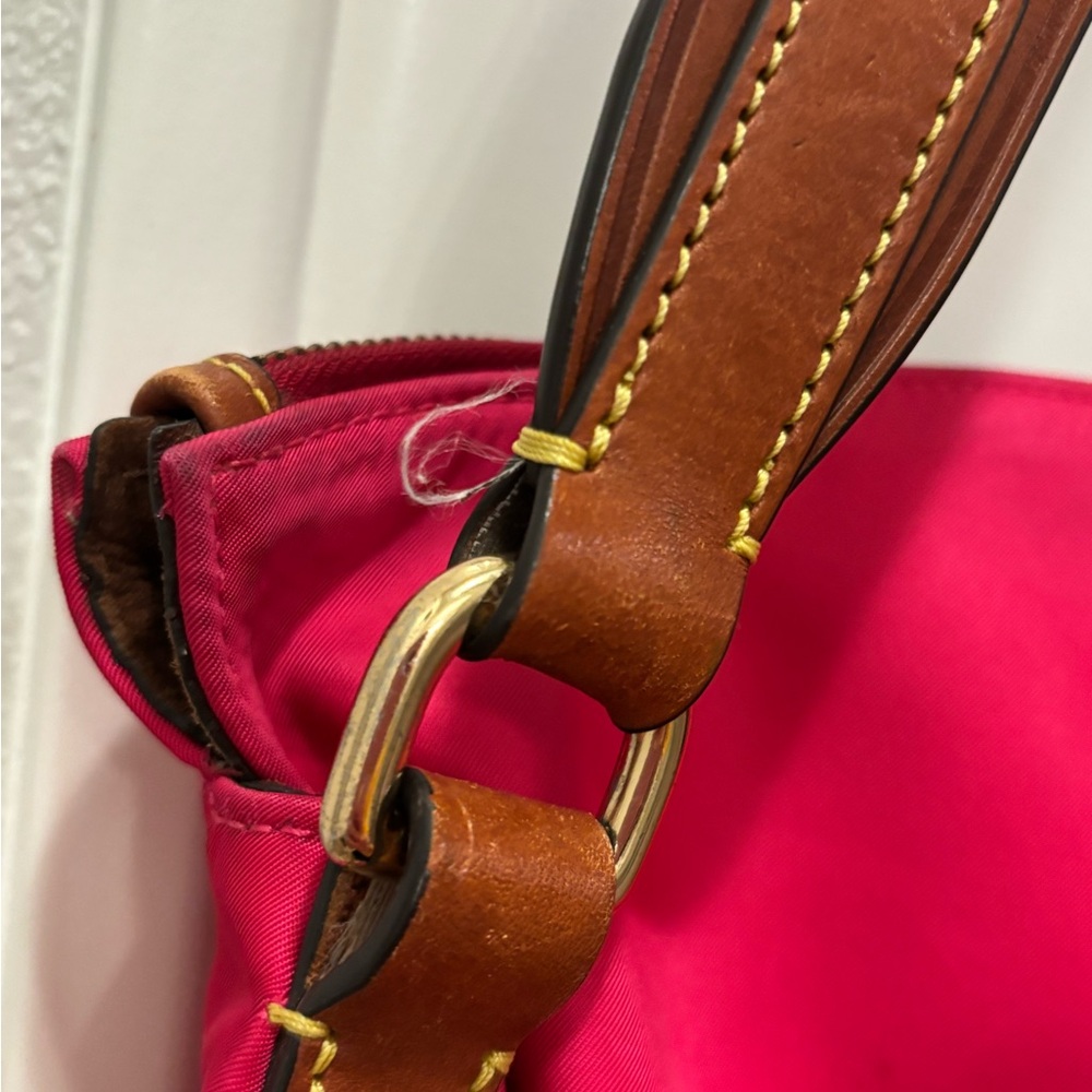 Dooney & Bourke Women’s Pink Shoulder Tote Bag with Brown Leather Trim - Picture 7 of 12
